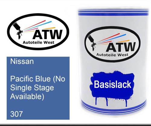 Nissan, Pacific Blue (No Single Stage Available), 307: 500ml Lackdose, von ATW Autoteile West.